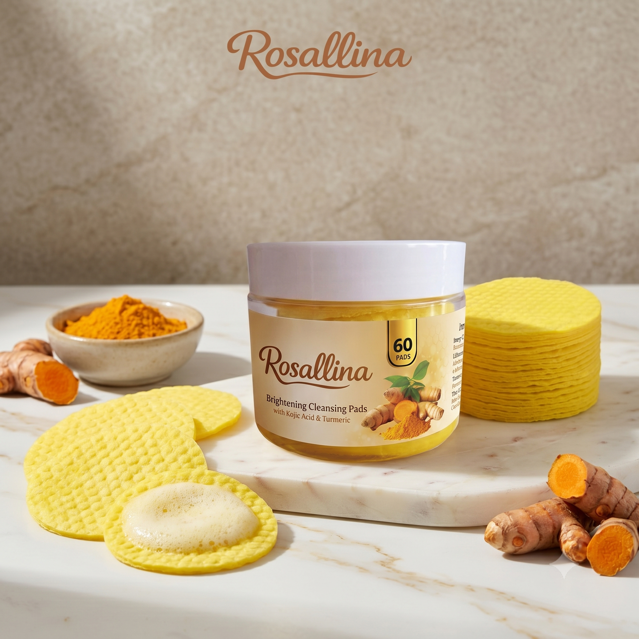 Rosallina Kojic Acid Exfoliating Pads – 60 Count